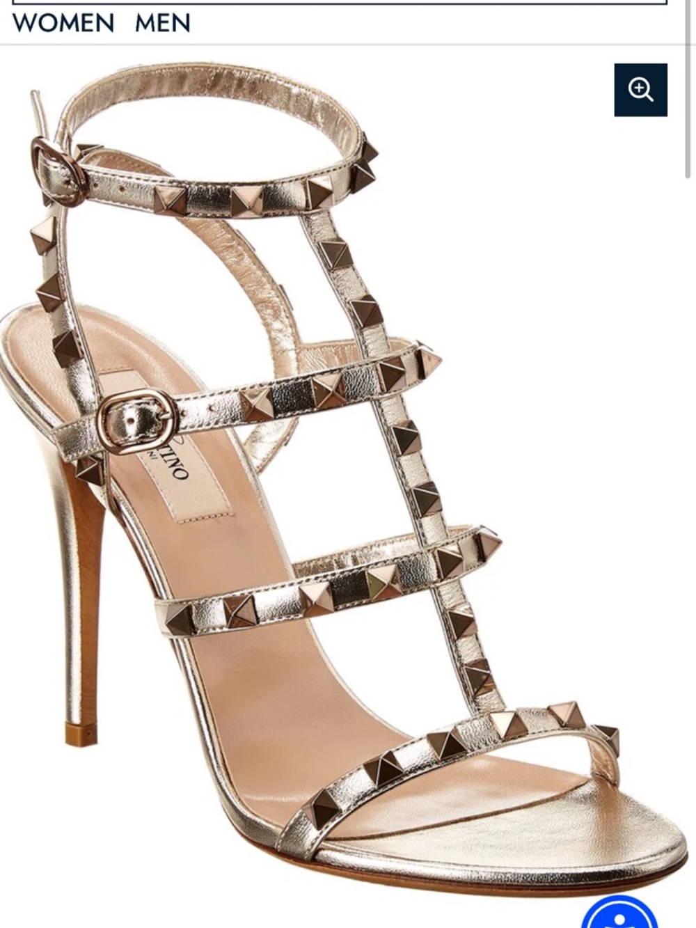 Valentino Gold Studded T-Strap High Heel Sandal size 40.5